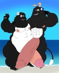 alythewolfcat anthro ass balls beach bear big_balls big_butt big_penis black_body black_fur bovid bovine cattle digit_ring duo fur genitals giant_panda hi_res huge_balls huge_cock husband_and_husband hyper hyper_balls hyper_genitalia hyper_penis jason_julardas jewelry lucas_mcfist male male/male mammal married_couple muscular muscular_male nude overweight overweight_male penis ring ring_(jewelry) wedding_ring wide_hips