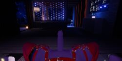 dim_lighting femboy hung_trap no_foreskin no_panties purple_skin scenery solo stockings straps virtual_reality vrchat