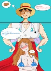 inminent_sex monkey_d_luffy nami_(one_piece) one_piece size_difference yamato_(one_piece)