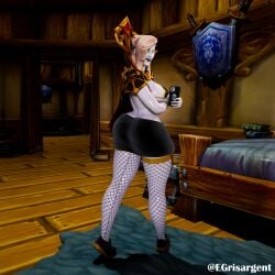 3d big_ass blizzard_entertainment blonde_hair bra calia_menethil clothed eraline female female female_only glowing_eyes gold inn phone self_upload selfie shoes skirt smiling solo spaulders thick_thighs thighhighs undead undead_(warcraft) voluptuous warcraft white_skin wide_hips world_of_warcraft