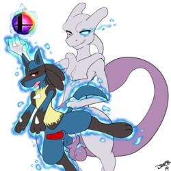 2014 2boys anal anal_sex big_dom_small_sub blush draconightdragon duo furry furry_only gay hypnosis legendary_pokemon lucario male male_only mammal mewtwo mind_control multiple_boys nintendo one_eye_closed penetration penis pokemon pokemon_(species) purple_eyes red_eyes size_difference super_smash_bros. tail_grab testicles tongue tongue_out video_games wink