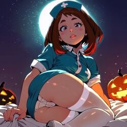 ai_generated boku_no_hero_academia civitai female halloween halloween_costume my_hero_academia nurse_cap nurse_headwear nurse_outfit ochako_uraraka pikachu1938 tagme