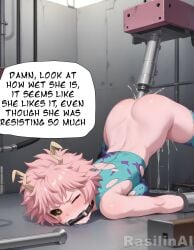 ai_generated anal ashido_mina ass black_sclera boku_no_hero_academia bondage bondage bound bound_ankles bound_arms colored_skin english_text female forced forced_orgasm gag gagged medium_breasts mina_ashido one_eye_closed pink_hair pink_skin pussy_juice rape rasilinai restrained sex_machine sex_toy speech_bubble stable_diffusion tagme text_bubble torn_clothes