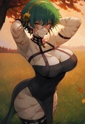 1girls ai_generated civitai cosplay female jujutsu_kaisen large_breasts scar scars scars_all_over smile spy_x_family tagme thick_thighs wide_hips yor_briar_(cosplay) zenin_mai