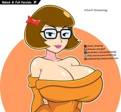 big_breasts big_breasts breasts breasts brown_hair female female female_only girl girly glasses goil_drawing scooby-doo velma_dinkley