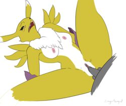 animated anthro bandai black_sclera breasts chest_tuft digimon dragontherapist duo faceless_male female fur male penis pussy renamon solo_focus straight tuft vaginal_penetration yellow_fur