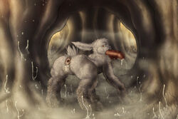 1boy anus ass claws corruption erection fur gaping gaping_anus lagomorph male male_only mammal monophallia mot nude penis penis_tongue rabbit solo tail transformation