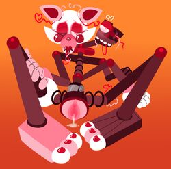 after_sex animatronic anthro blush canine cum cum_drip cum_in_pussy cum_inside dripping female five_nights_at_freddy's five_nights_at_freddy's_2 fox gradient_background heart lipstick machine mammal mangle_(fnaf) mechanical multi_head orange_background plain_background pussy robot sex_toy sharp_teeth snaxattacks solo teeth