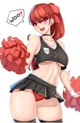 anisdrawn atlus breasts cheerleader cheerleader_uniform female female_only kasumi_yoshizawa persona persona_5 red_eyes red_hair solo