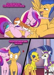 2014 after_sex alicorn animal_genitalia balls cheating cheek_kiss comic da_goddamn_batguy dialogue english_text equine erection fellatio female flash_sentry friendship_is_magic heart horn horsecock kiss_on_cheek kissing male mammal my_little_pony oral pegasus penis princess_cadance_(mlp) sex shining_armor_(mlp) straight text unicorn wings