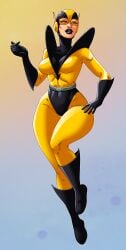 1girls 2024 bodysuit boots breasts curvaceous curvy curvy_body curvy_figure female_only gloves lipstick marvel marvel_comics mask masked masked_female nikoalecsovich rita_demara solo solo_female solo_focus superhero superhero_costume superheroine tagme yellow_jacket_(marvel) yellow_jacket_(rita_demara)