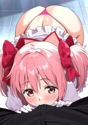 ai_generated ass ass_visible_from_the_front big_butt blowjob cum cum_in_mouth deepthroat face_fucking fellatio hair_ribbon madoka_kaname magical_girl mahou_shoujo_madoka_magica mouth_full_of_cock mouth_shot oral oral_creampie oral_penetration oral_sex pink_eyes pink_hair pov puella_magi_madoka_magica red_ribbon ribbon ribbons thick_ass thick_thighs thong twintails