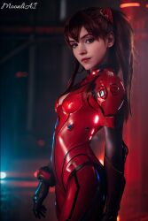 ai_generated asuka_langley_sohryu bodysuit cosplay moonliai neon_genesis_evangelion realistic red_hair solo