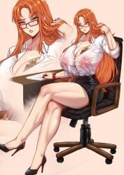 1girls breast_tattoo breasts female female_only huge_breasts human large_breasts league_of_legends leona_(league_of_legends) nipples nipples_visible_through_clothing office_lady ryuukusnpaiarts solo solo_female tattoo voluptuous