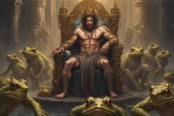 beard brooding crown frogs hazy king loincloth male male_only necklace throne