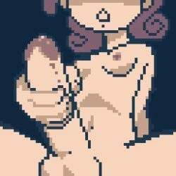 :3 animated blush blush_lines blushing bodily_fluids breasts climax cum cumshot ejaculation futanari gif iseenudepeople jerking jerking_off jorkin_it masturbating masturbation nipples penis pixel_(artwork) pixel_art semen