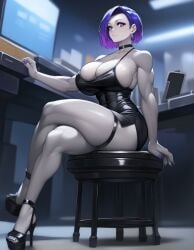 ai_generated big_breasts heels muscular_female raven_(dc)