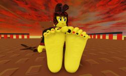 1boy 3d angry angry_face barefoot black_toenails bloxxerx_(artist) feet foot_fetish foot_focus helmet looking_away multicolored_toenails painted_toenails red_toenails roblox roblox_avatar robloxian self_upload soles sword uncomfortable