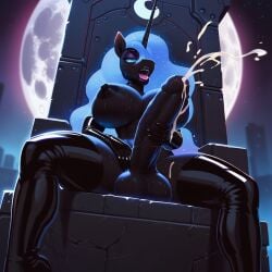 ai_generated anthro breasts cumming futanari latex masturbation moon my_little_pony nightmare_moon_(mlp) penis pony princess_luna_(mlp) throne