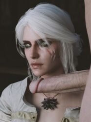 1boy 1girls 3d absurd_res breasts cahir_mawr_dyffryn_aep_ceallach cd_projekt_red ciri ciribestgirl emile_(theviceart) fellatio female green_eyes imminent_oral imminent_sex oral penis penis_out the_witcher_(series) the_witcher_3:_wild_hunt white_hair