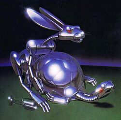 1980s 1981 ambiguous_gender blush drunk duo feral from_behind glass hajime_sorayama hare interspecies lagomorph looking_pleasured machine mammal mechanical red_sclera robot sex simple_background tortoise