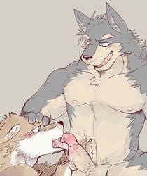 anthro canine duo furry furry_only gay ginnosuke male mammal oral penis sex wolf