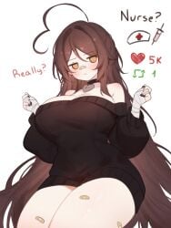 1girls ? bandage belly_button black_hoodie black_panties blush brown_hair female_only indie_virtual_youtuber long_hair panties plaster sky_(skyaboveme) skyaboveme smile solo solo_focus stomach sweater thighs thighs_together virtual_youtuber white_background