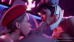 1girls 2girls 3d animated artist_name asian asian_female blonde_hair blowjob breasts brown_hair cammy_white caucasian caucasian_female chun-li collaborative_fellatio darklulbird fellatio ffm_threesome hat hetero human human_female human_male human_only interracial light-skinned_female light-skinned_male light_skin oral outercourse patreon_username penis shorter_than_10_seconds shorter_than_30_seconds sound straight threesome twitter_username video video_game_character