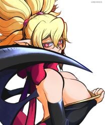 blush breasts demon_girl demon_wings disgaea disgaea_2 exposed_breasts female flashing flashing_breasts indioweeaboo large_breasts looking_at_viewer nipples nippon_ichi_software no_bra rozalin
