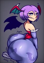 1girls 2024 2d 2d_(artwork) alternate_ass_size alternate_body_type ass big_ass big_butt bottom_heavy capcom clothed clothed_female clothing darkstalkers female female_only lilith_aensland nanodude78 small_breasts solo solo_female succubus succubus_wings