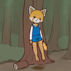 absurd_res aggretsuko ailurid anthro barefoot bodily_fluids bottomwear breasts businesswear clothing corpse dark death death_piss depression drooling e254e feet female forest genital_fluids hanged hi_res leg_markings mammal markings plant red_panda retsuko ring_(marking) ringed_tail ryona saliva sanrio shrub skirt snot socks_(marking) solo striped_markings striped_tail stripes suicide suicide_forest swinging tail tail_markings tears tree urine urine_pool wetting