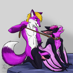 anthro ass bat bondage bound canine closed duo erection fox fur furry furry_only gay girly lady-darkstreak leash male mammal penis sex wings xadron