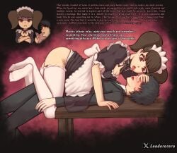 1boy 1girls caption feet femdom leoderorero maid persona_5 ren_amamiya sadayo_kawakami spit text