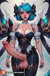 1futa 1futanari ai_generated big_balls big_breasts blue_eyes blue_hair cleavage cleavage_cutout curvy curvy_figure fantasy fit fit_futanari futa_only futa_penis futadom futanari glowing_eyes gwen_(league_of_legends) heels high_heels hourglass_figure huge_balls huge_breasts huge_cock hyper_penis large_penis league_of_legends league_of_legends:_wild_rift lifting_skirt light-skinned_futanari light_skin looking_at_viewer luvnari massive_penis penis_to_the_knees pov pov_eye_contact solo_futa thick thick_legs thick_thighs tight_clothes tight_clothing tight_fit veins veins_on_dick veiny veiny_penis