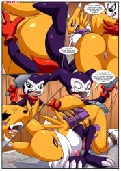 1boy 1girls anthro ass bbmbbf bondage breasts comic digihentai digimon digimon_(species) female furry impmon impmon's_payback_(comic) male male/female nipples palcomix pussy rape renamon rope rope_bondage spanking toon.wtf