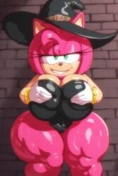 ai_generated amy_rose bastardad dark-skinned_male female halloween sonic_(series) sonic_the_hedgehog_(series)