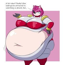 1girls amy_rose bbw belly belly_button big_belly big_breasts breasts breasts_bigger_than_head deviantart dialogue fat fat_woman female female_focus female_only furry furry_only green_eyes hedgehog huge_belly huge_breasts large_belly large_breasts mizz-britt open_mouth overweight overweight_female pink_background pink_hair robot robotic_eye rusty_rose sonic_(series) sonic_prime sonic_the_hedgehog_(series) thick_thighs weight_gain white_background