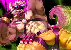 another_eidos_of_dragon_vein_r anthro big_bulge booboo34 bulge clothing fur furry hyena male male_nipples male_only mammal muscular_anthro muscular_male nipples nitro_(anothereidos_r) tight_clothing