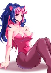 1girls 2d 2d_(artwork) alternate_costume animal_ears big_breasts blue_hair bunnysuit catgirl cleavage ear_piercing female female_focus female_only high_resolution highres horny_wary hourglass_figure latam_virtual_youtuber light-skinned_female light_skin long_hair looking_at_viewer mole mole_on_breast mole_under_eye mole_under_mouth panther_girl pink_hair ponytail shura_hiwa simple_background sitting slim_girl solo solo_female solo_focus two_tone_hair virtual_youtuber vjin vtuber vtuberfanart white_background young younger_female