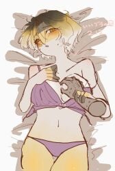 bra breasts countryhumans countryhumans_girl female groping_breasts hand_on_arm hand_on_breast navel panties rena195728 russian_empire_(countryhumans) thighs underwear underwear_only