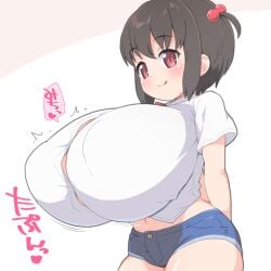 belly big_breasts gigantic_breasts huge_breasts large_breasts randoseru shirogane_hakuba shortstack