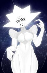 1girl 1girls dress eye_makeup female female_only hand_gesture lipstick long_nails looking_at_viewer low_angle mr_fuga mrfuga shiny_clothes slit_dress smirking solo steven_universe white_body white_diamond_(steven_universe)