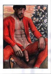 austin_wilde big_penis christmas christmas_outfit circumcised circumcised_penis circumcision_scar cock_out colored_pencil_(artwork) coloured_pencil dick gay gay_art gay_male hairy_chest hairy_male handdrawn handdrawn_art male marker marker_(artwork) marker_(medium) markers mixed_martial_arts mixed_media mixed_media_(artwork) muscular_male pencil pencil_(artwork) pencil_sketch porn_star self_upload sketches_by_adab