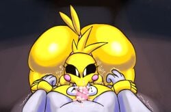 big_breasts blowjob bottomwear cum fellatio female five_nights_at_freddy's five_nights_at_freddy's_2 gremlingrounded huge_ass huge_breasts pov revealing_clothes robot robot_girl sideass teasing topless toy_chica_(fnaf)