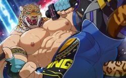 animal_mask bandai_namco bara big_bulge bulge clothing felid jaguar king_(tekken) male male_nipples male_only manly mask masked mature_male muscular_male nipples pantherine sollyz sweat sweating tekken tight_clothing wrestler