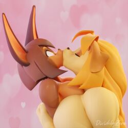 2girls 3d big_breasts breasts canine dividebyzero dog_knight_rpg female furry huge_breasts jeane_(ceehaz) kiss kissing rory_(ceehaz) tagme wholesome yuri