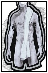 birthday_suit daddy daddy_kink gay gay_male hand_drawn handdrawn handdrawn_art male male_only naked naked_male nude nude_male pencil pencil_(artwork) pencil_sketch sketches_by_adab towel_boy towel_only