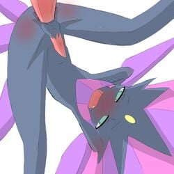 anal anal_sex anus ass balls blush disembodied_penis duo eddie_slatefeather erection fan_character fur gay girly ketzio11 male nintendo nude open_mouth penetration penis plain_background pokemon sex solo_focus video_games weavile