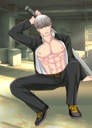 abs gakuran japanese_male male_nipples male_only muscular_male narukami_yu persona persona_4 shirtless_male source_request