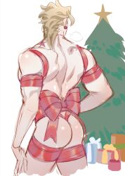 1boy ass ass_focus christmas christmas_tree dio_brando joestar_birthmark jojo's_bizarre_adventure male male_only no_visible_genitalia nude_male solo stardust_crusaders